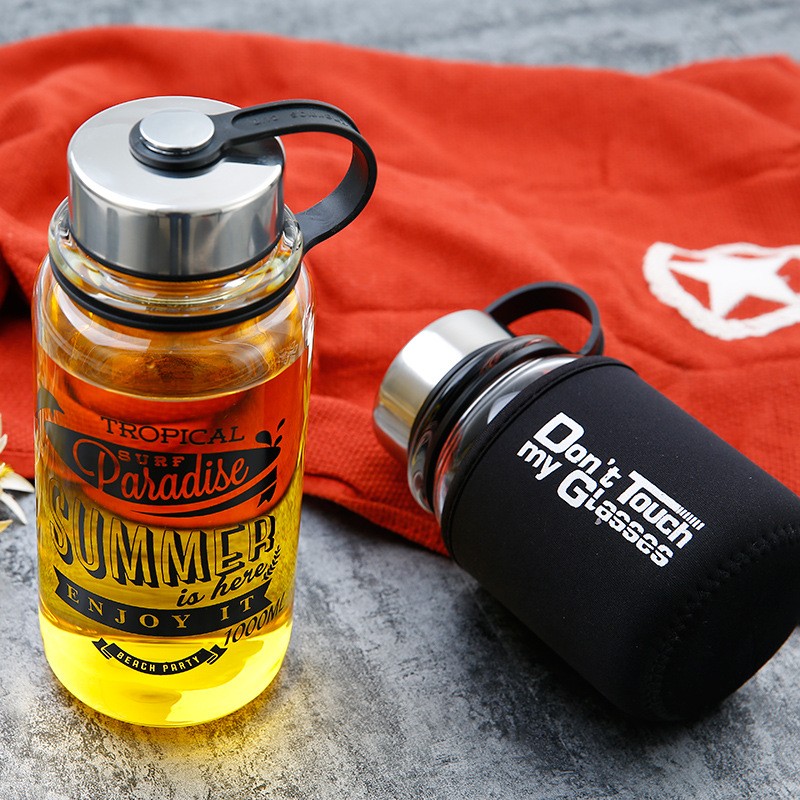 Portable 1000ml Glass Sports W - огляд і ціна Outdoor Sport Glass Water Bottle