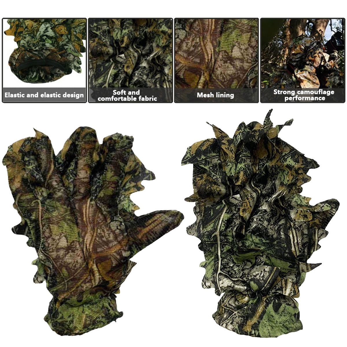 3D Camouflage Leaf Hunting Glo - огляд і ціна Outdoor Sport Gloves